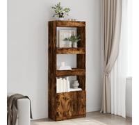 Credenza Rovere Fumo 63x33x180 cm in Truciolato, Modern Wooden Sideboard with 4 Doors and 2 Shelves, Stylish Storage Cabinet for Living Room or Dining Room, Durable Particle Board Furniture