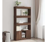 Credenza Rovere Marrone 92x33x180 cm in Legno Multistrato, Modern Wooden Sideboard with 4 Doors and 2 Shelves, Spacious Storage Cabinet for Living Room, Dining Room, Bedroom, Brown Finish