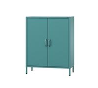 Jan Nowak Credenza Soggiorno in Metallo - VITO | 2 Ripiani Regolabili, Chiusura Magnetica Silenziosa | Mobile Salotto Industriali Moderno, Buffet Scintillante 2 Ante | 80 x 101,5 x 40 cm | Azzurro