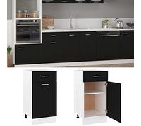 Credenza Soggiorno Mobile Cucina Dispensa Mobiletto Bagno Salvaspazio Mobile da Cucina - Armadio Inferiore Cassetto Nero 40x46x81,5cm Legno Multistrato per Camera Da Letto Cucina Bagno Esterno