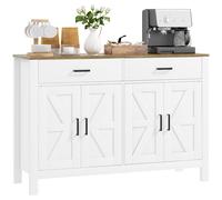Credenza Stile Rustico con 2 Cassetti e 2 Armadietti 120x39,3x82,5 cm Bianco