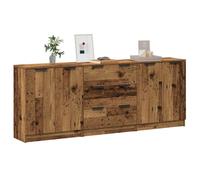 Credenze 3 pz Legno Antico 60x30x70 cm in Legno Multistrato