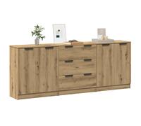 Credenze 3 pz Rovere Artigianale 60x30x70 cm Legno Multistrato