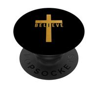 Credere Croce Cristiana Inspirational Art Gesù Dio Fede PopSockets PopGrip Adesivo