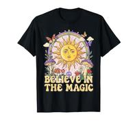 Credere nel Magico Sole Fungo Boho Hippie Art Maglietta