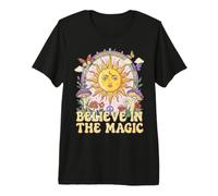 Credere nel Magico Sole Fungo Boho Hippie Art Maglietta Premium
