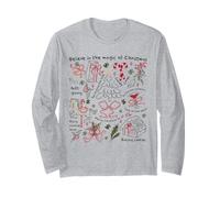 Credi nella magia del Natale Retro Holiday Drawing Art Maglia a Manica