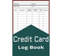 Credit Card Log book: 120 Pages 6" x 9" Log Book Tracker for Debit And Credit Card Account Payment, Journal to Keep Track of Due Dates, Interest Paid, Payoff, Balance