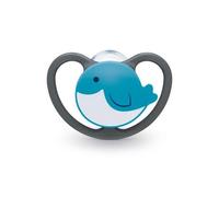 NUK Ciucci 6-18 Mesi Space, 1 succhietto rosa con gatto + 1 succhietto azzurro con pinguino