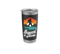 Credo solo in Bigfoot & Jesus Funny Sasquatch retrò Bicchiere termico in acciaio inox doppia parete