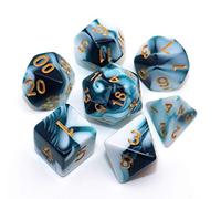 CREEBUY, Set di dadi ciano e bianco per Dungeon e Dragons, D&D, dadi per giochi di ruolo, Set di dadi con D20 D12 D10 D9 D8 D6 D4