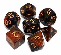 CREEBUY, Set di dadi neri e dorati sfumati per Dungeon e Dragons, D&D, dadi per giochi di ruolo, Set di dadi con D20 D12 D10 D9 D8 D6 D4