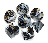 CREEBUY, Set di dadi poliedrici bianchi e neri per dungeon e dragons, D&D pathfinder, set di 7 dadi per giochi di ruolo, con sacchetto