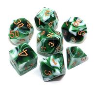 CREEBUY, Set di dadi poliedrici bianchi e verdi per dungeon e dragons, D&D pathfinder, set di 7 dadi per giochi di ruolo