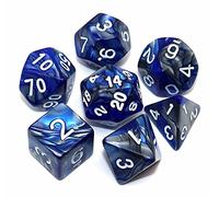 CREEBUY, Set di dadi poliedrici blu e argento per Dungeon e Dragons, D&D, dadi per giochi di ruolo, Set di dadi con D20 D12 D10 D9 D8 D6 D4