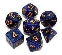 CREEBUY, Set di dadi poliedrici blu e neri sfumati per dungeon e dragons, D&D, set di 7 dadi per giochi di ruolo, con sacchetto