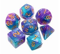 CREEBUY, Set di dadi poliedrici blu e viola glitterati per dungeon e dragons, D&D pathfinder, set di 7 dadi per giochi di ruolo
