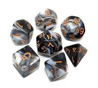 CREEBUY Set di dadi poliedrici per Dungeon and Dragons, MTG, giochi di ruolo, D20, D12, D10, D8, D6, D4, nero e bianco