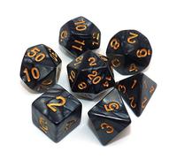 CREEBUY, Set di dadi poliedrici perlati neri per Dungeon e Dragons, D&D Pathfinder, dadi per giochi di ruolo, Set di dadi con D20 D12 D10 D9 D8 D6 D4