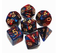 CREEBUY, Set di dadi poliedrici rossi e blu per Dungeon e Dragons, D&D, dadi per giochi di ruolo, Set di dadi con D20 D12 D10 D9 D8 D6 D4