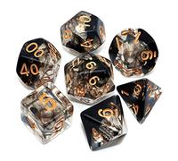 CREEBUY, Set di dadi poliedrici trasparenti e neri sfumati, per dungeon e dragons, D&D pathfinder, set di 7 dadi per giochi di ruolo