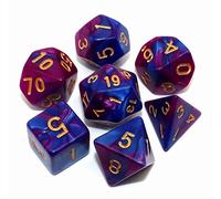 CREEBUY, Set di dadi poliedrici viola e blu per Dungeon e Dragons, D&D, dadi per giochi di ruolo, Set di dadi con D20 D12 D10 D9 D8 D6 D4