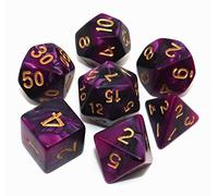 CREEBUY, Set di dadi poliedrici viola e neri per Dungeon e Dragons, D&D, dadi per giochi di ruolo, Set di dadi con D20 D12 D10 D9 D8 D6 D4, 7 pezzi