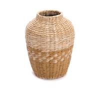 CREEDWOOD Vaso Kairo | 32x23 cm, Paglia, Natura/Giallo | Vaso da Terra, Vaso da appoggio, Vaso di Fiori Artificiali, Fioriera Intrecciata, Vaso di Paglia, Vaso di Fiori Intrecciati