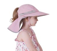 Creekstone Bambino Cappello da Sole, Protezione del Collo, UPF 50 Protezione UV, Coda di Cavallo Tesa Larga, Cappello Estivo da Spiaggia Ragazzo Ragazze (IT, Età, 5 anni, 9 anni, Rosa)