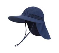 Creekstone Bambino Cappello da Sole, Protezione del Collo, UPF 50 Protezione UV, Coda di Cavallo Tesa Larga, Cappello Estivo da Spiaggia Ragazzo Ragazze (IT, Età, 2 anni, 4 anni, Blu Navy)