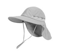 Creekstone Bambino Cappello da Sole, Protezione del Collo, UPF 50 Protezione UV, Coda di Cavallo Tesa Larga, Cappello Estivo da Spiaggia Ragazzo Ragazze (IT, Età, 5 anni, 9 anni, Grigio Chiaro)