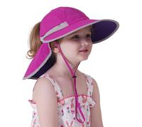 Creekstone Bambino Cappello da Sole, Protezione del Collo, UPF 50 Protezione UV, Coda di Cavallo Tesa Larga, Cappello Estivo da Spiaggia Ragazzo Ragazze (IT, età, 5 Anni, 9 Anni, Fucsia)