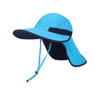 Creekstone Bambino Cappello da Sole, Protezione del Collo, UPF 50 Protezione UV, Coda di Cavallo Tesa Larga, Cappello Estivo da Spiaggia Ragazzo Ragazze (IT, Età, 5 anni, 9 anni, Blu)