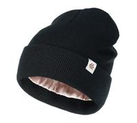 Creekstone Berretto Invernale Foderato in Raso Seta, Cappello Uomo Donna, Slouchy Beanie per Capelli, Caldo Morbido Berretto Lavorato a Maglia Unisex (IT, Testo, Taglia Unica, Nero)