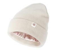 Creekstone Berretto Invernale Foderato in Raso Seta, Cappello Uomo Donna, Slouchy Beanie per Capelli, Caldo Morbido Berretto Lavorato a Maglia Unisex (IT, Testo, Taglia Unica, Beige)