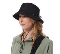 Creekstone Cappello da Pescatore Impermeabile Cappello da Pioggia Cappelli da Sole per Donne Uomini Protezione UV Pieghevole Estivo UPF50 per Escursionismo (IT, Testo, Taglia Unica, Nero)