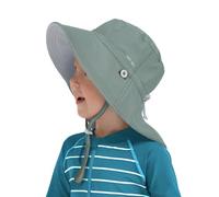 Creekstone Cappello da Sole per Bambini Protezione UV UPF 50+, Reversibile Cappello Estivo Nuoto da Spiaggia, Patta per il collo Tesa Larga Ragazze e Ragazzi (IT, Età, 1 anno, 3 anni, Verde)