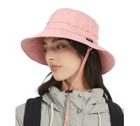 Creekstone Unisex Cappello da Pescatore impermeabile da Pioggia per Donne e Uomini, Floppy Cappello da Sole Estivo UPF50+, Trekking Viaggio Ripiegabile (IT, Testo, Taglia unica, Rosa)
