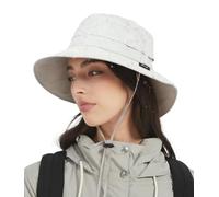 Creekstone Unisex Cappello da Pescatore impermeabile da Pioggia per Donne e Uomini, Floppy Cappello da Sole Estivo UPF50+, Trekking Viaggio Ripiegabile (IT, Testo, Taglia unica, Grigio Freddo)