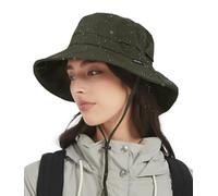 Creekstone Unisex Cappello da Pescatore impermeabile da Pioggia per Donne e Uomini, Floppy Cappello da Sole Estivo UPF50+, Trekking Viaggio Ripiegabile (IT, Testo, Taglia unica, Verde Militare)