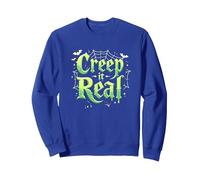Creep it Real: spettrale Tipografia Gotica di Halloween Felpa, Unisex per Adulti, Blu Reale, XL