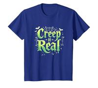 Creep it Real: spettrale Tipografia Gotica di Halloween Maglietta, Bambini, Blu Reale, 8 Anni