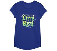 Creep it Real: spettrale Tipografia Gotica di Halloween Maglietta, Ragazze, Blu Reale, S
