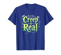 Creep it Real: spettrale Tipografia Gotica di Halloween Maglietta, Uomo, Blu Reale, XL