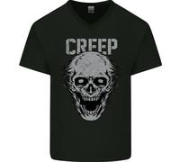 Creep Teschio Umano Gotico Rock Musica Metal Uomo V-Neck Cotone T-Shirt