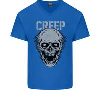 Creep Teschio Umano Gotico Rock Musica Metal Uomo V-Neck Cotone T-Shirt
