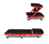 Creeper per Auto Meccanico Pieghevole, Sgabello Convertibile Carichi Pesanti da 36 Pollici con Sei Ruote Girevoli a 360°, Garage Officina Pieghevole 2 in 1, Carico Massimo 150 kg, Rosso