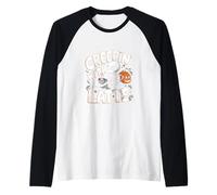 Creepin' con un Latte Pumpkin Spice Skeleton Maglia con Maniche Raglan