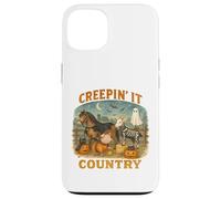 Creepin’ It Country Cute Farm Halloween Animals Custodia per iPhone 13