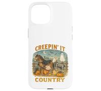 Creepin’ It Country Cute Farm Halloween Animals Custodia per iPhone 15